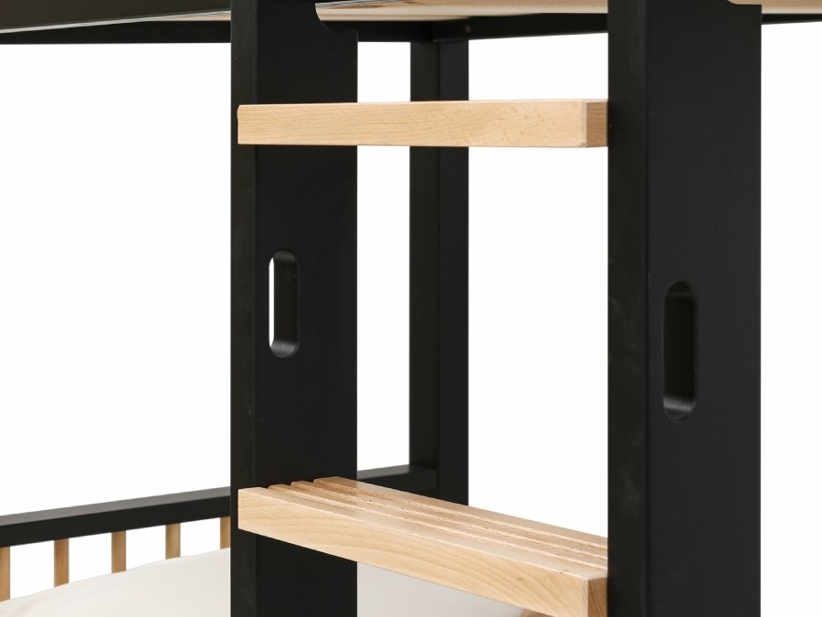 Bopita Ivo stapelbed 90x200 zwart / naturel - Afbeelding 3
