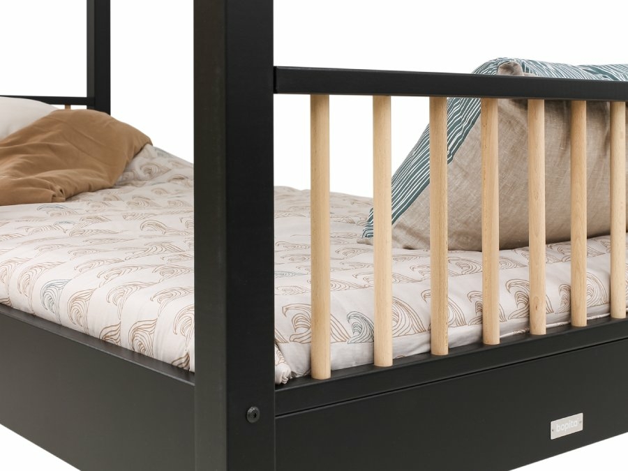 Bopita Ivo stapelbed 90x200 zwart / naturel - Afbeelding 4