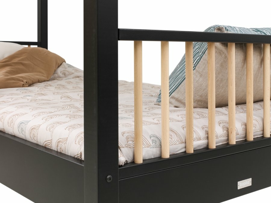 16107819 Bopita Ivo stapelbed 90x200 zwart naturel detial