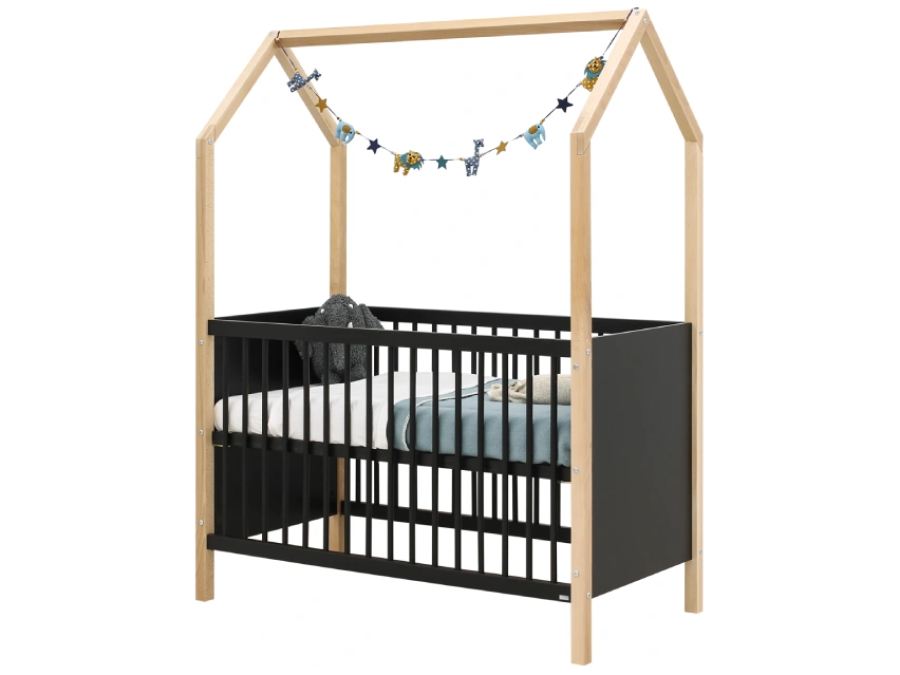 ToiToiKids ledikant Homy 60x120 Mat Zwart/Naturel