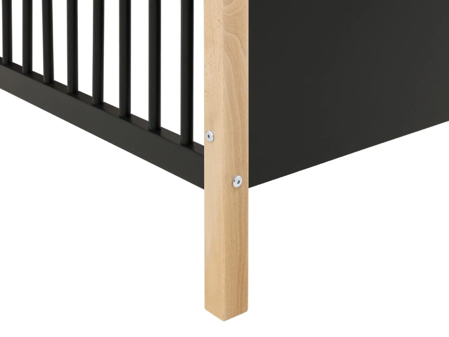 11407919 ToiToiKids ledikant Homy 60x120 Mat Zwart Naturel poot