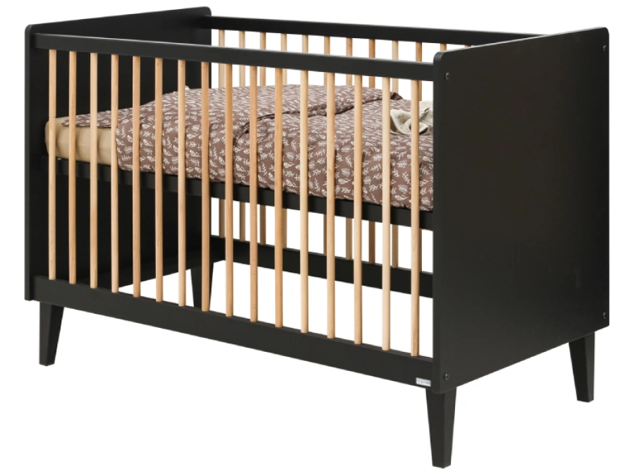 ToiToiKids Xem ledikant 60x120 Mat Zwart/Eiken