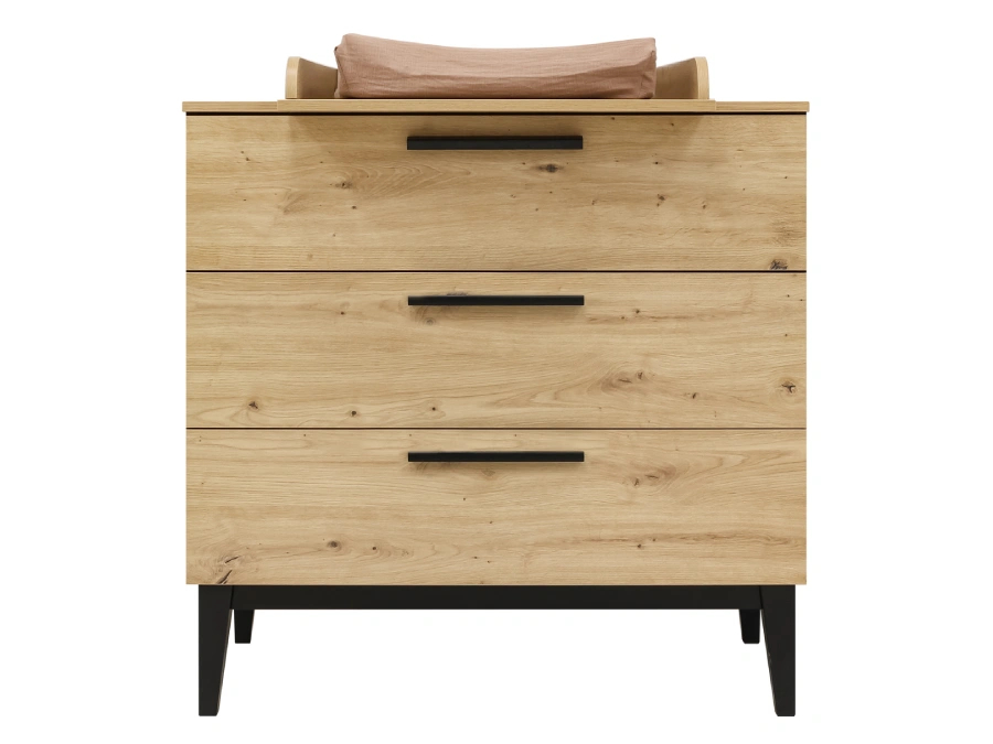 11740102 ToiToiKids Xem commode met 3 laden Mat Zwart Eiken bladvergroter