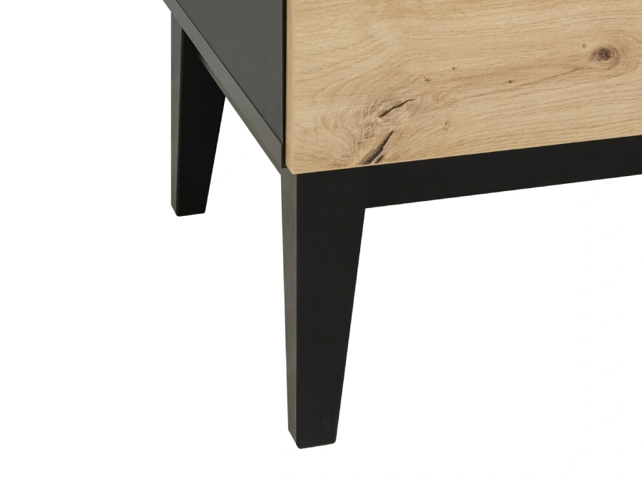 ToiToiKids Xem commode met 3 laden Mat Zwart/Eiken - Afbeelding 5