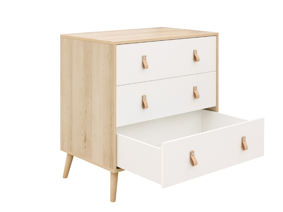 11740203 ToiToiKids Jort commode met 3 laden Wit Naturel 3d lade