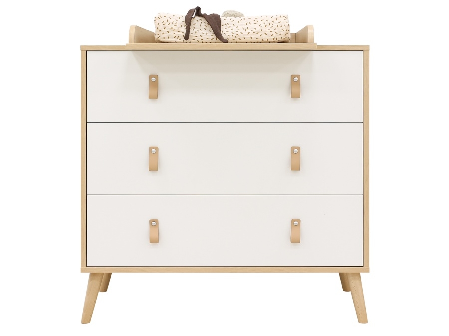 11740203 ToiToiKids Jort commode met 3 laden Wit Naturel vergroter