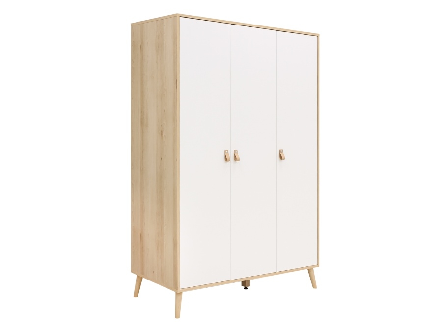 ToiToiKids Jort 3-deurskast Wit / Naturel - Afbeelding 2