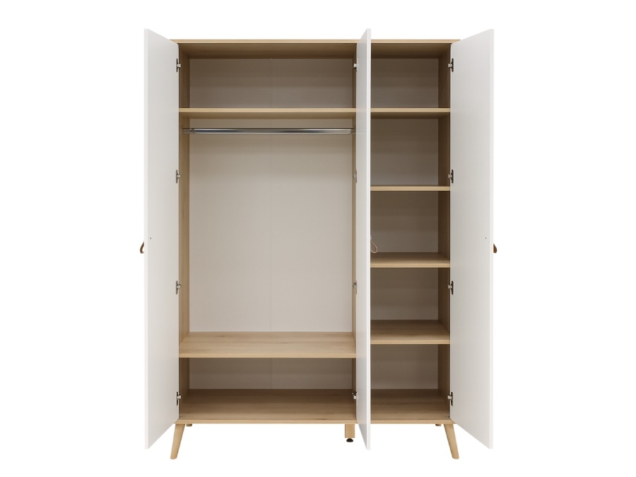 ToiToiKids Jort 3-deurskast Wit / Naturel - Afbeelding 3