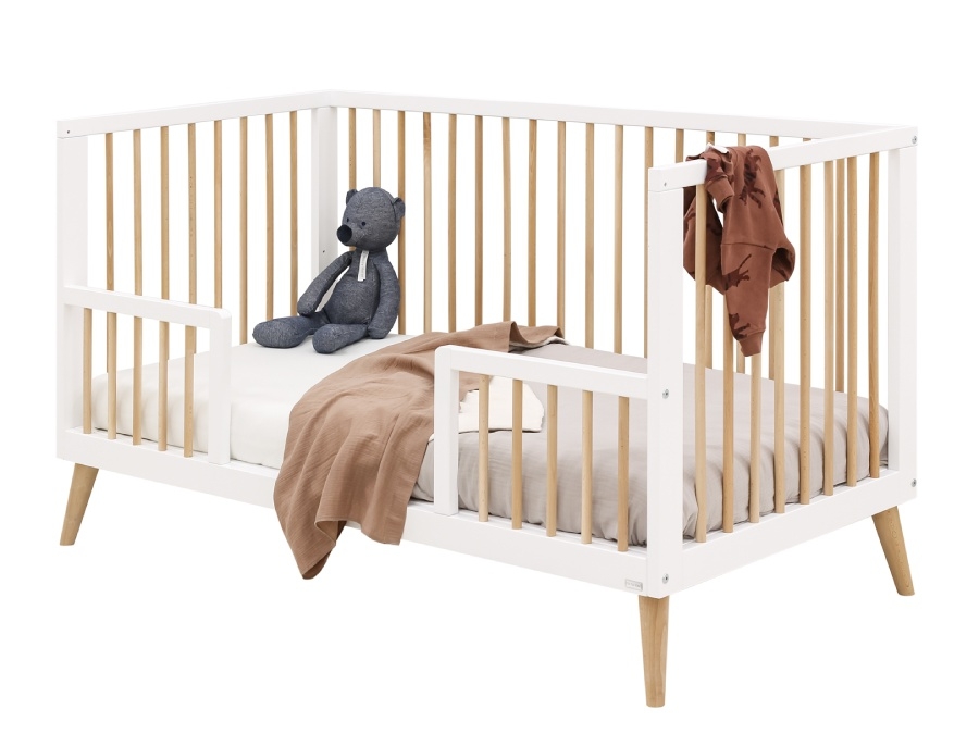 16340203 ToiToiKids Jort bedbank 70x140 Wit Naturel bankje 3D