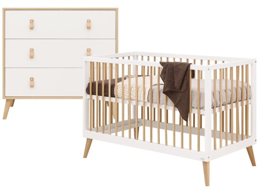 88140203 ToiToiKids Jort 2 delige babykamer Wit Naturel