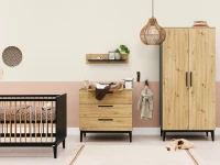 ToiToiKids Xem 3-delige babykamer Mat Zwart/Eiken - Afbeelding 10