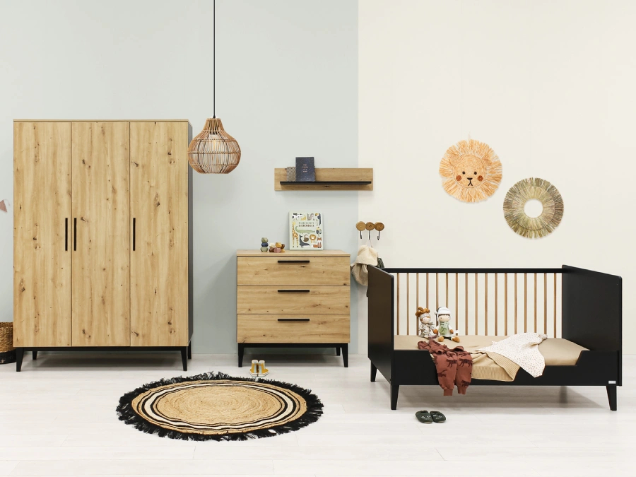 ToiToiKids Xem bedbank 70x140 Mat Zwart/Eiken - Afbeelding 7