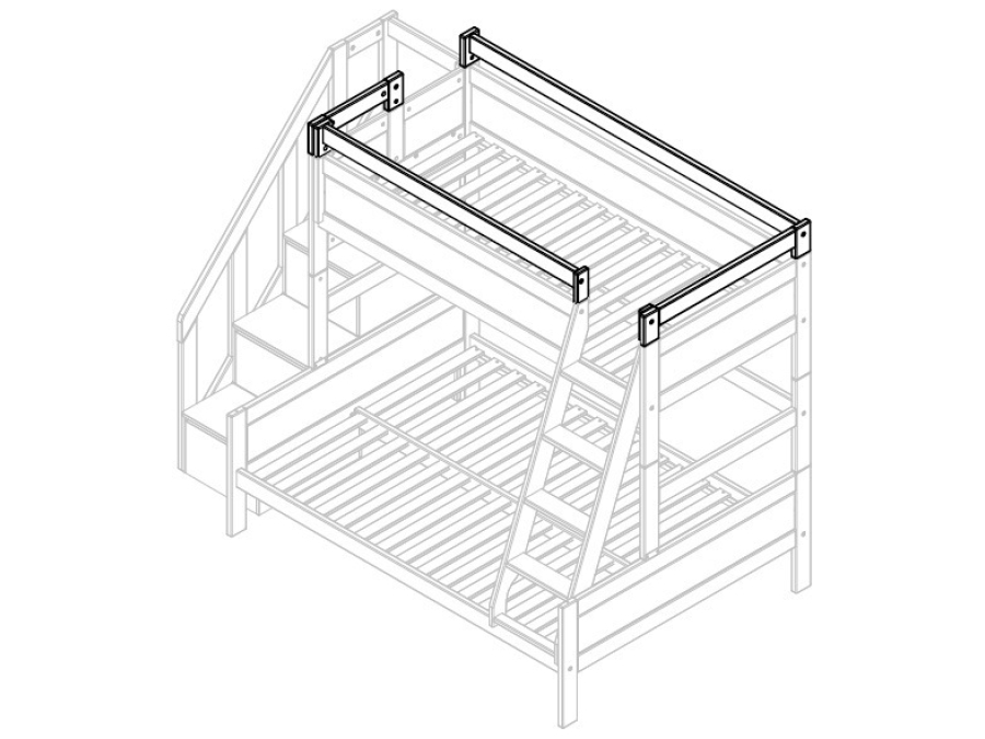 Lifetime veiligheidsrek met opening aan de voor- en zijkant voor Family Bed whitewash