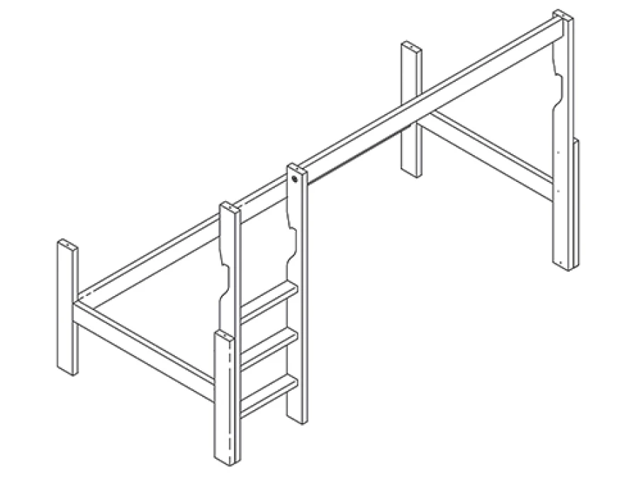 Lifetime frame en rechte ladder voor halfhoogslapers wit