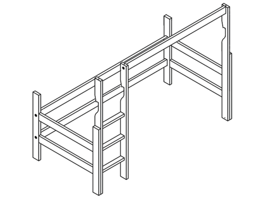 Lifetime frame, rechte ladder en onderdelen voor hoogslaper 152 wit