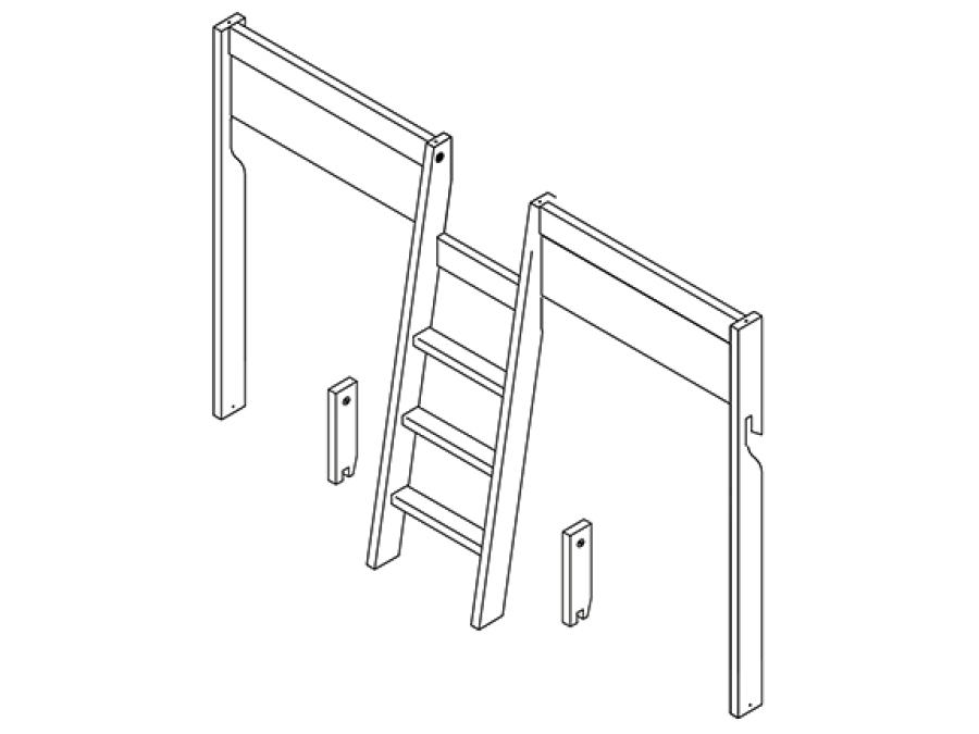 Lifetime schuine ladder, fronten en onderdelen voor 4-in-1 bedden whitewash