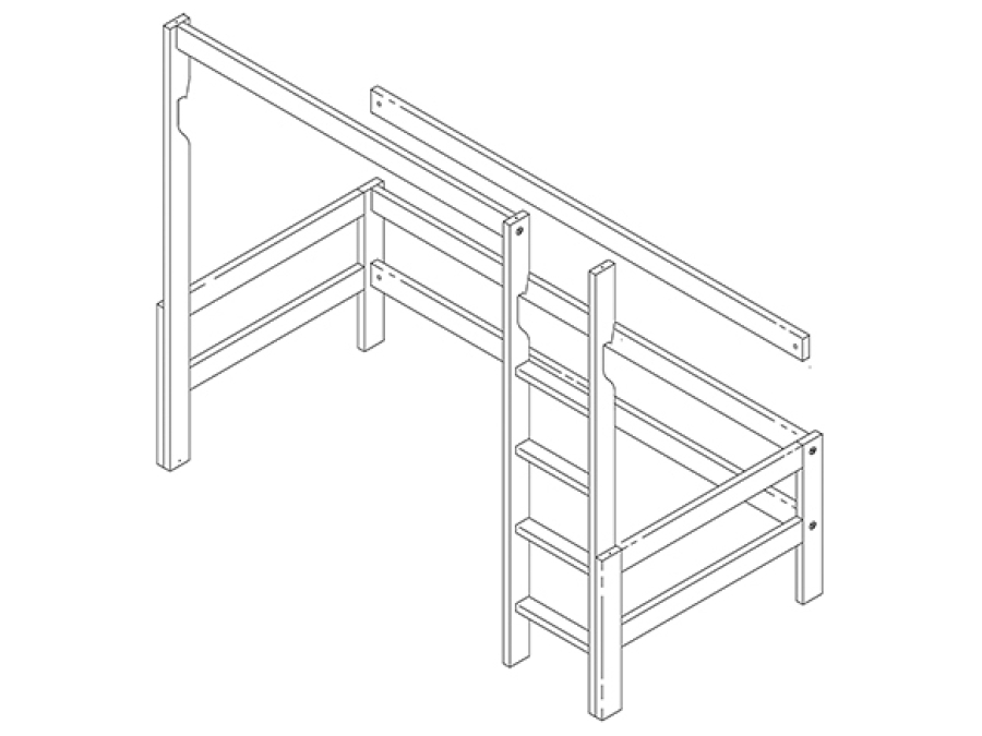 Lifetime frame, schuine ladder en onderdelen voor hoogslaper wit