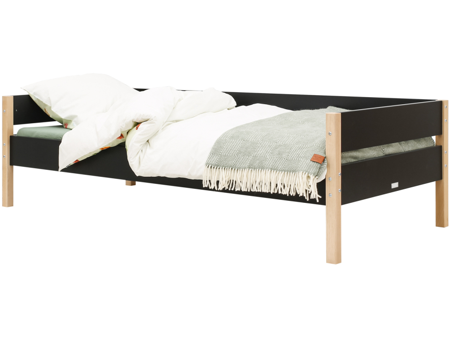 Bopita Lucas bedbank 90x200 Mat Zwart/Naturel