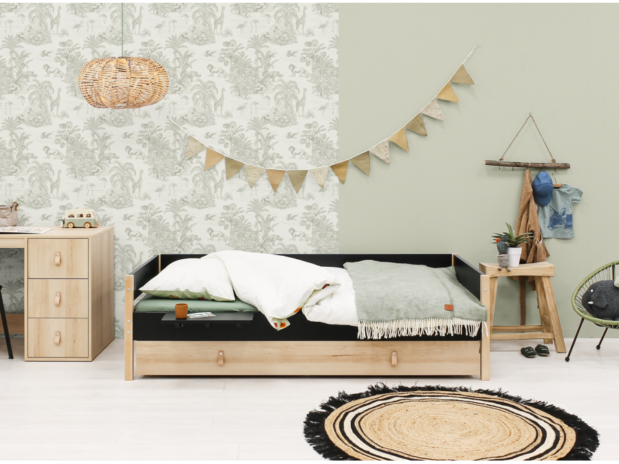 Bopita Lucas bedbank 90x200 Mat Zwart/Naturel - Afbeelding 6
