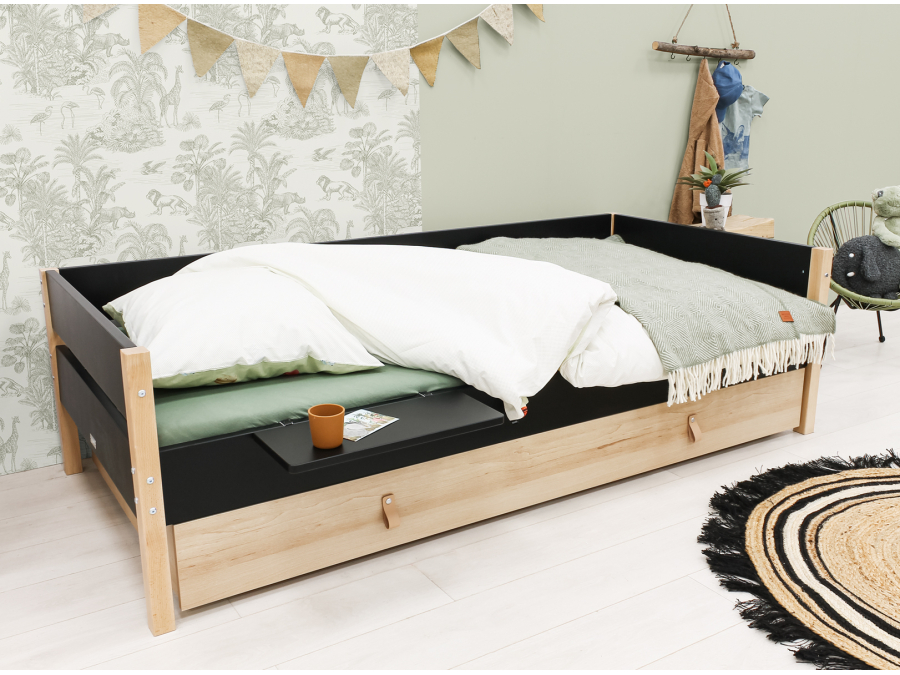 Bopita Lucas bedbank 90x200 Mat Zwart/Naturel - Afbeelding 5