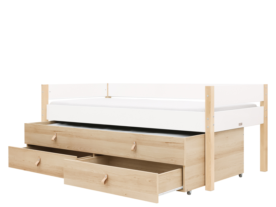 Bopita Lucas compactbed 90x200 met slaap en opbergunit Wit/Naturel - Afbeelding 2