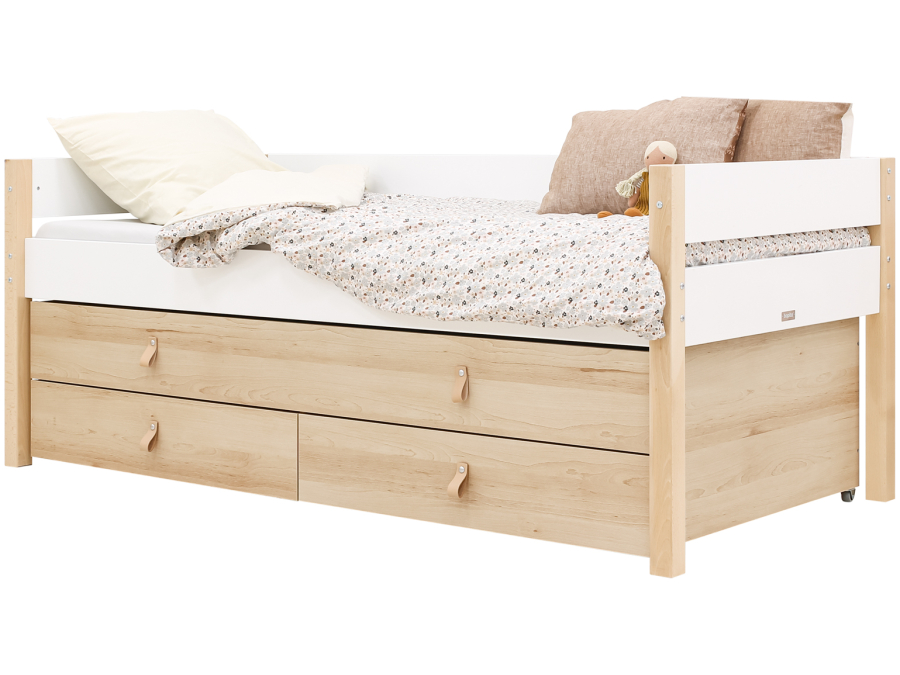 Bopita Lucas compactbed 90x200 met slaap en opbergunit Wit/Naturel