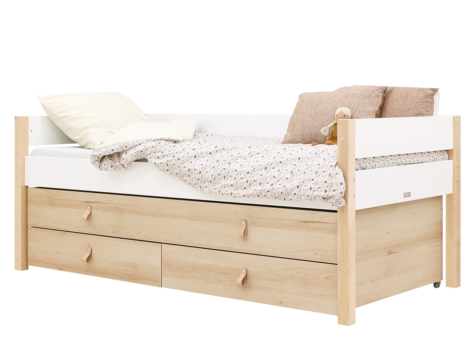 Bopita Lucas compactbed 90x200 met slaap en opbergunit Wit/Naturel