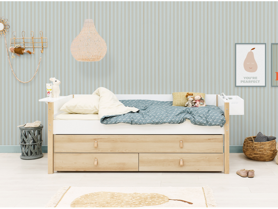 Bopita Lucas compactbed 90x200 met slaap en opbergunit Wit/Naturel - Afbeelding 5