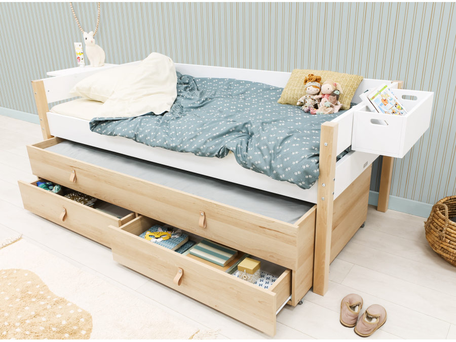 Bopita Lucas compactbed 90x200 met slaap en opbergunit Wit/Naturel - Afbeelding 6