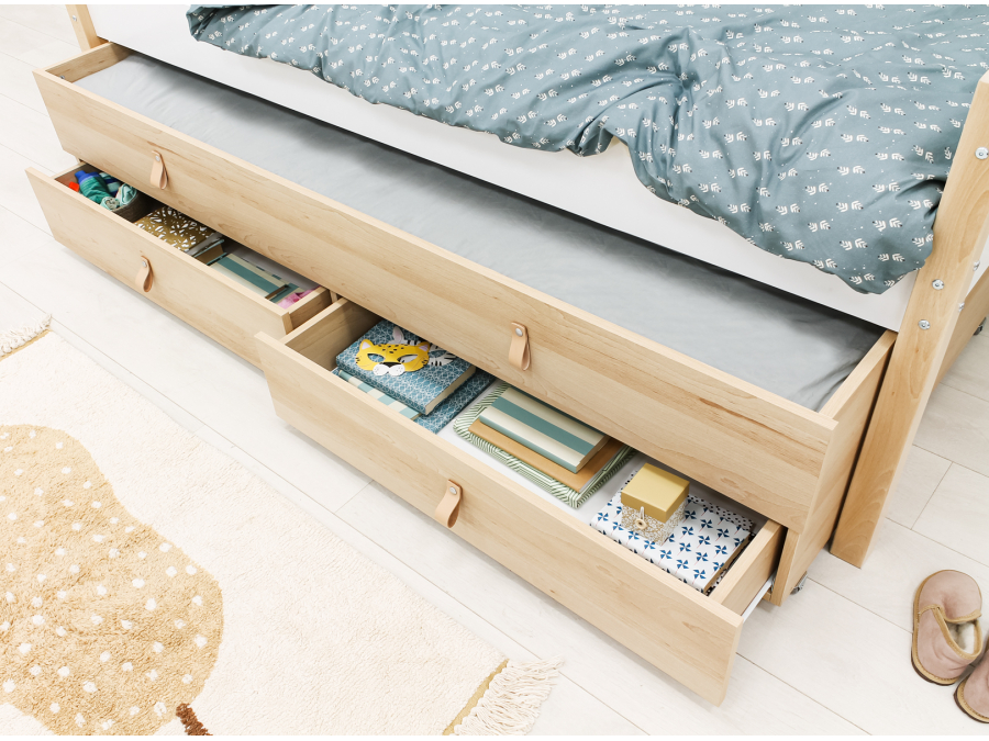 Bopita Lucas compactbed 90x200 met slaap en opbergunit Wit/Naturel - Afbeelding 7