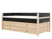 Bopita Lucas compactbed 90x200 met slaap en opbergunit Mat Zwart/Naturel - Afbeelding 3