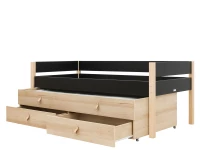 Bopita Lucas compactbed 90x200 met slaap en opbergunit Mat Zwart/Naturel - Afbeelding 2
