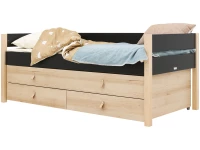 Bopita Lucas compactbed 90x200 met slaap en opbergunit Mat Zwart/Naturel