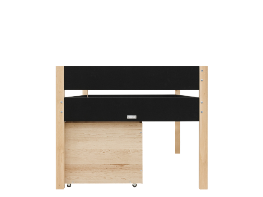 Bopita Lucas compactbed 90x200 met 3 opbergbakken Mat Zwart/Naturel - Afbeelding 3
