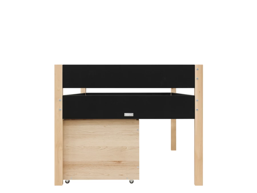 Bopita Lucas compactbed 90x200 met 3 opbergbakken Mat Zwart/Naturel - Afbeelding 3