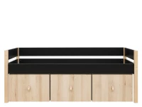 Bopita Lucas compactbed 90x200 met 3 opbergbakken Mat Zwart/Naturel - Afbeelding 2