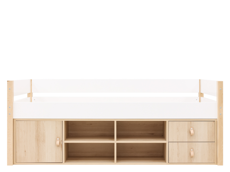 Bopita Lucas compactbed 90x200 met opbergmodule Wit/Naturel - Afbeelding 4
