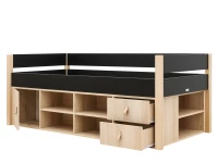 Bopita Lucas compactbed 90x200 met opbergmodule Mat Zwart/Naturel - Afbeelding 2