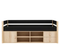 Bopita Lucas compactbed 90x200 met opbergmodule Mat Zwart/Naturel - Afbeelding 4