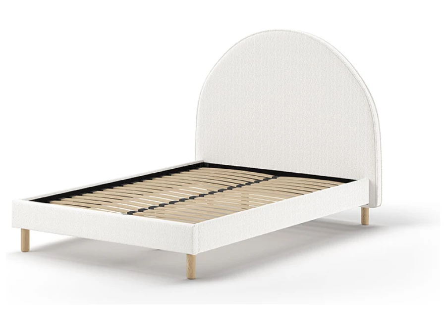 Vipack Moon bed 140x200 + 2 nachtkastjes boucle wit - Afbeelding 3