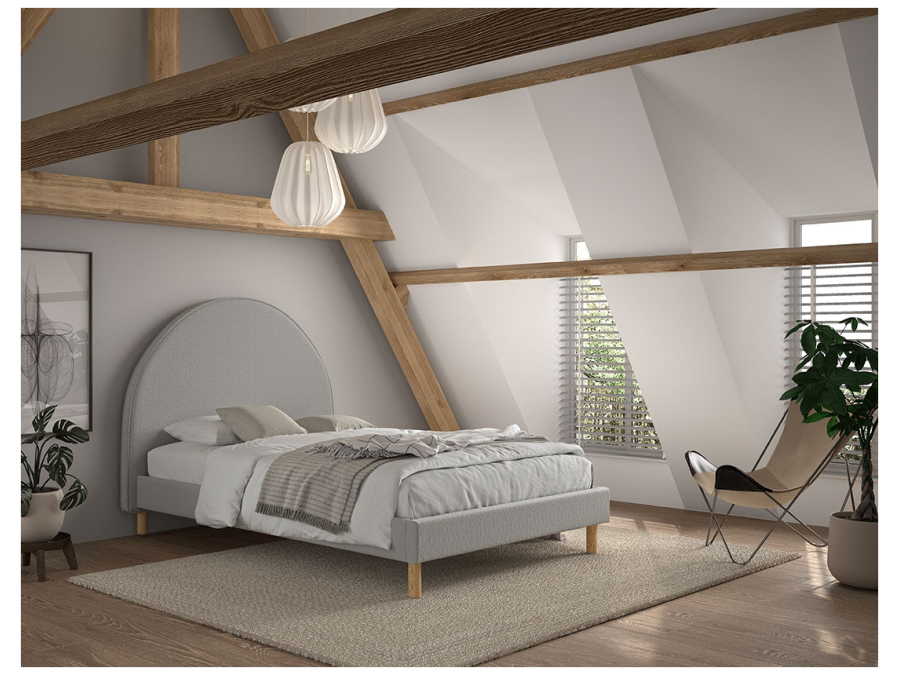 Vipack Moon bed 140x200 boucle grijs - Afbeelding 4