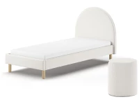 Vipack Moon bed 90x200 + nachtkastje boucle wit