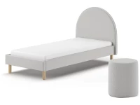 Vipack Moon bed 90x200 + nachtkastje boucle grijs