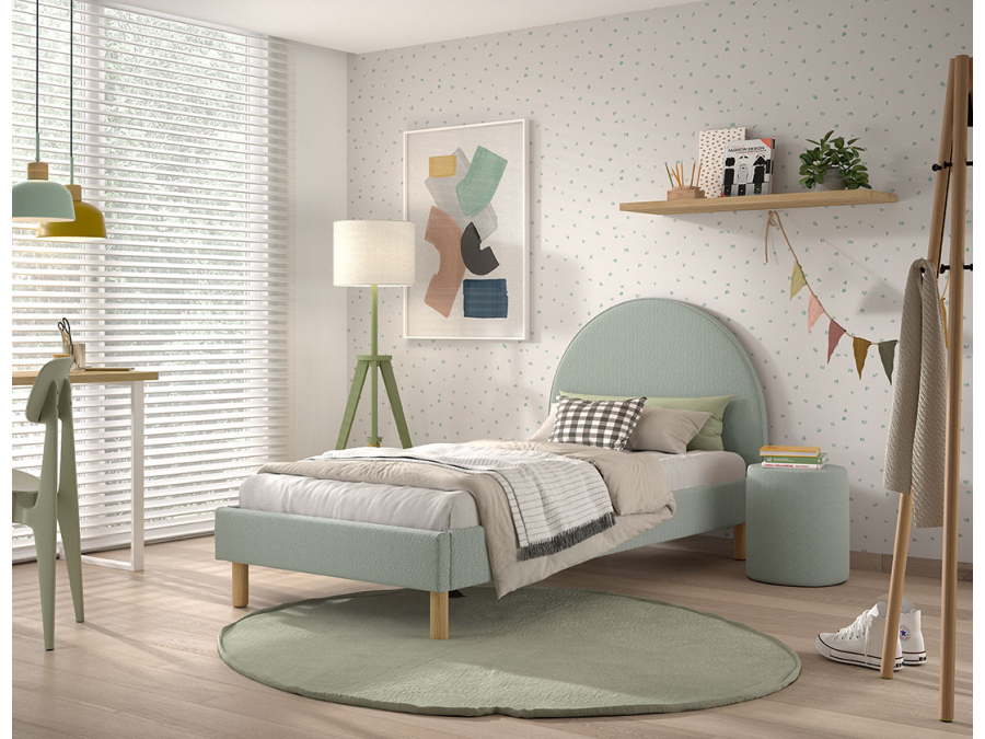 Vipack Moon bed 90x200 + nachtkastje boucle groen - Afbeelding 5