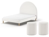 Vipack Moon bed 140x200 + 2 nachtkastjes boucle wit