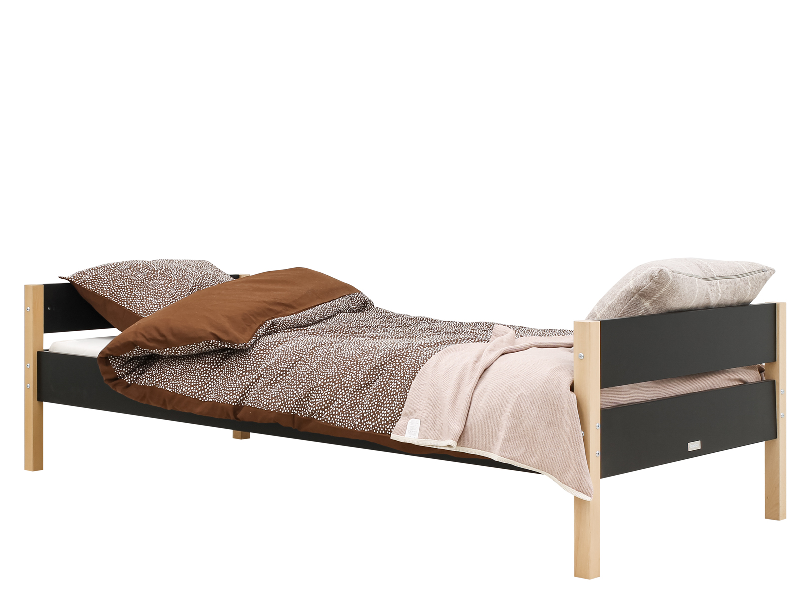 Bopita Lucas bed 90x200 Zwart / Naturel