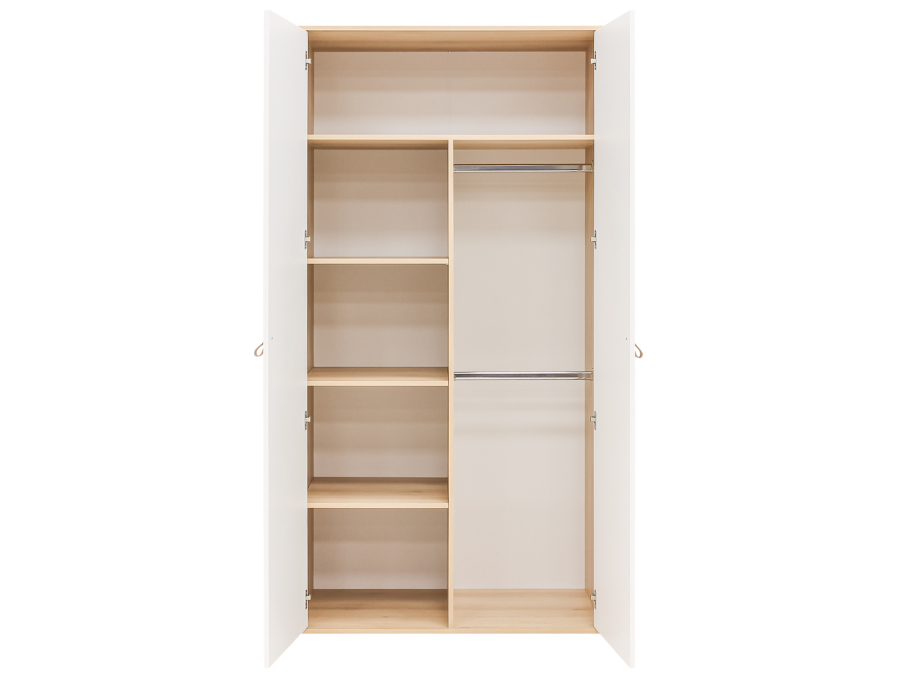 Bopita Lucas 2-deurs kledingkast Wit / Naturel - Afbeelding 4