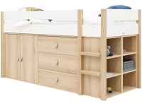 Bopita Lucas halfhoogslaper met opbergkasten 90x200 Wit / Naturel