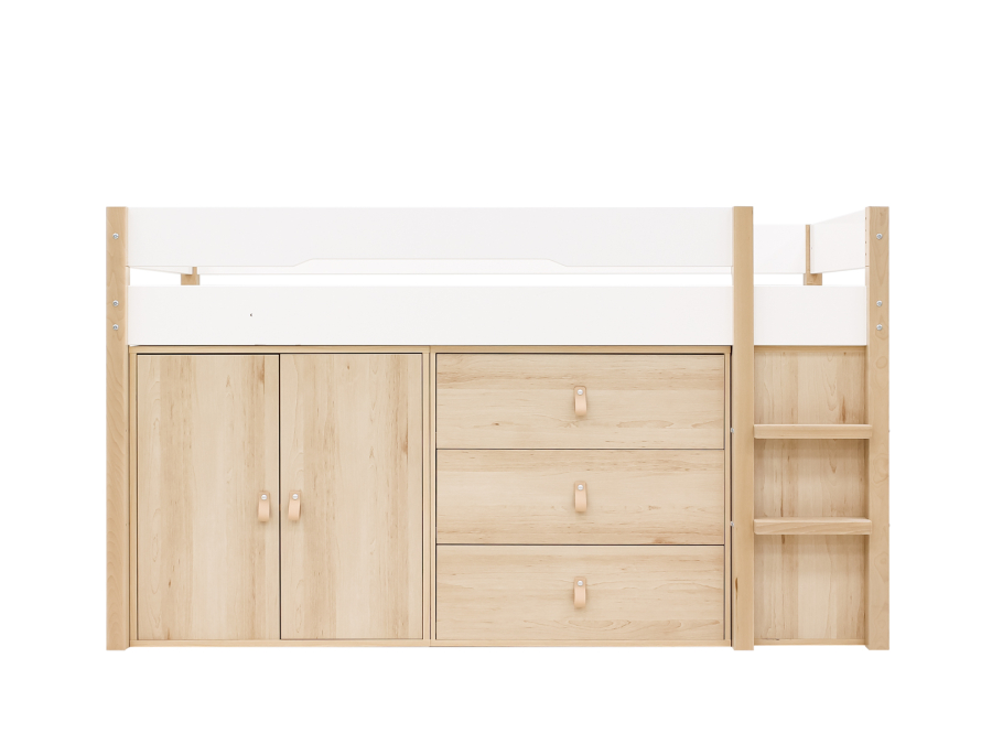 Bopita Lucas halfhoogslaper met opbergkasten 90x200 Wit / Naturel - Afbeelding 4