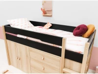 Bopita Lucas halfhoogslaper met opbergkasten 90x200 Mat zwart / Naturel - Afbeelding 7